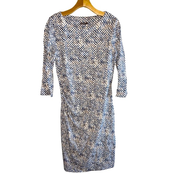 ✨J. McLaughlin | Catalina Cloth Dress in Snakeskin/Blue & Tan Geometric Print - Picture 1 of 3